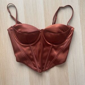 Women's Satin Underwire Corset in Copper